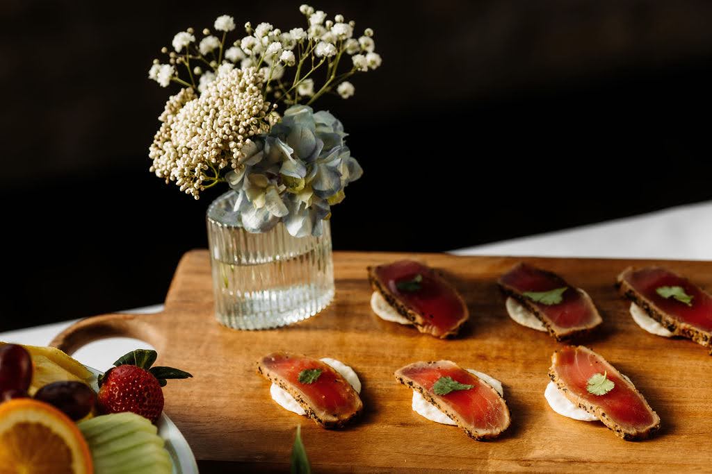 Catering board of specialty food items